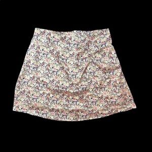 Satin Floral Skirt cream and pink A-Line Skirt